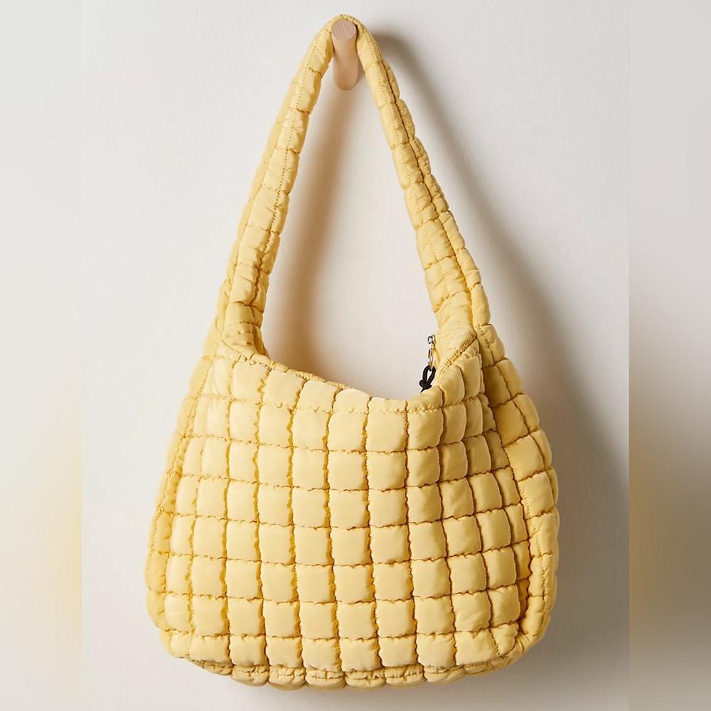 FP Movement Dandelion Yellow Quilted Carryall Tote Shoulder Bag Free People Gold - Picture 3 of 16